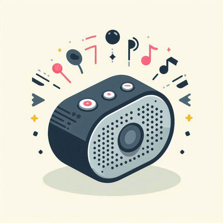 Vector illustration of a speaker in flat style. Music and sound concept.のイラスト素材