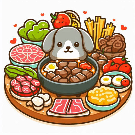 Korean food, vector illustration of a dog with kimchiのイラスト素材