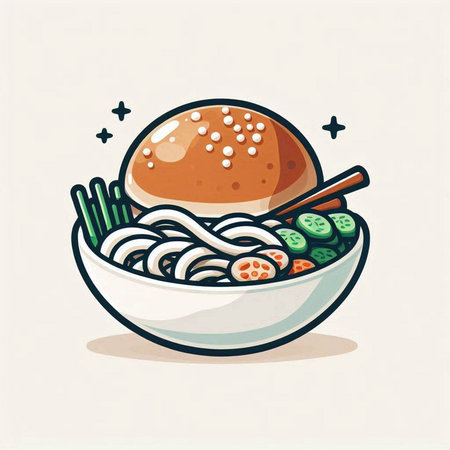 Bowl of noodle soup with chopsticks. Vector illustration.のイラスト素材