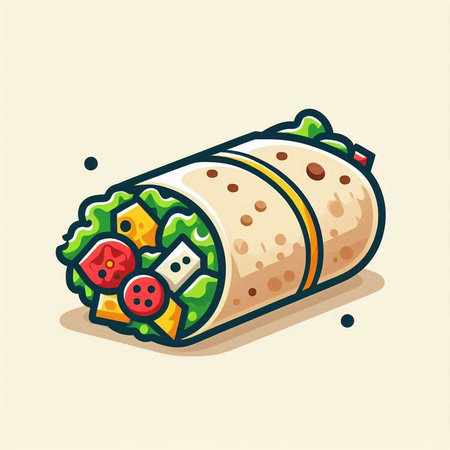 Mexican burrito vector illustration in flat style. Mexican food.のイラスト素材