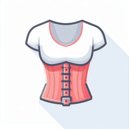Corset and T-shirt vector illustration isolated on white background.のイラスト素材