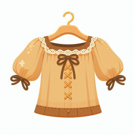 Illustration of a vintage blouse isolated on a white background.のイラスト素材