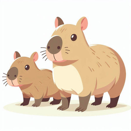 Illustration of a Wombat and a Beaver on White Backgroundのイラスト素材