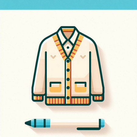 Vector illustration of a man's jacket with a pencil and eraserのイラスト素材