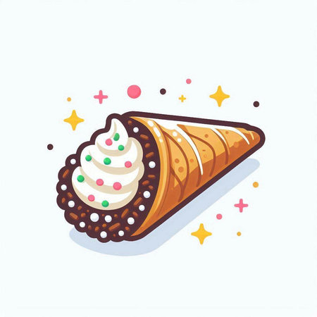 Ice cream in a waffle cone on a white background. Vector illustration.のイラスト素材