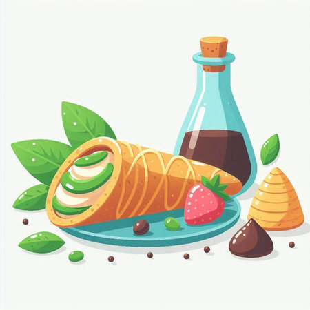 Illustration of a set of food related to the summer season.のイラスト素材