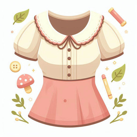 Vector illustration of a female blouse with a collar and buttons.のイラスト素材