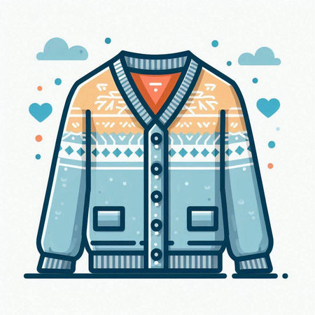 Woolen sweater with a pattern. Vector illustration in flat style.のイラスト素材