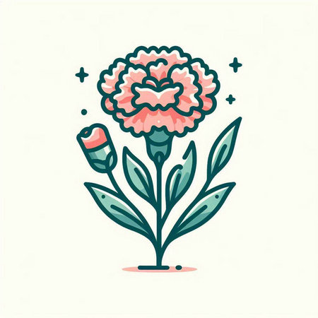 Carnation flower vector illustration. Hand drawn doodle style.のイラスト素材