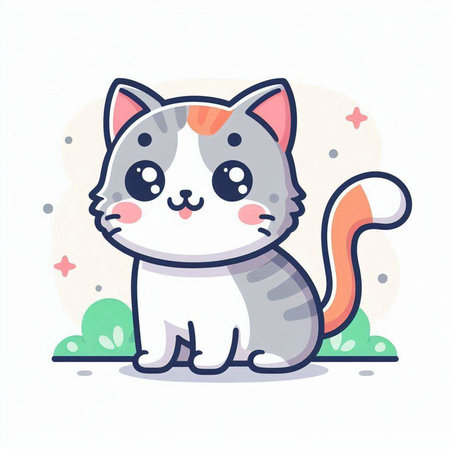 Cute cat vector illustration. Cute cartoon kitty character.のイラスト素材