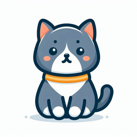 Cute cartoon dog. Vector illustration of a dog with a collar.のイラスト素材