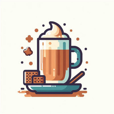 Coffee latte icon. Vector illustration in flat style.のイラスト素材