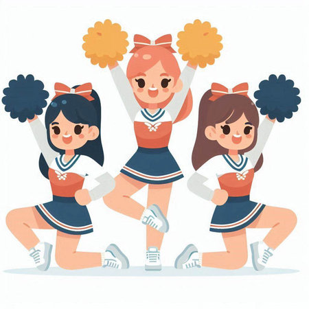 Cheerleaders isolated on white background. Cheerleaders vector illustrationのイラスト素材
