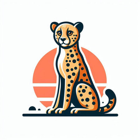 Cheetah logo. Vector illustration of a cheetah.のイラスト素材