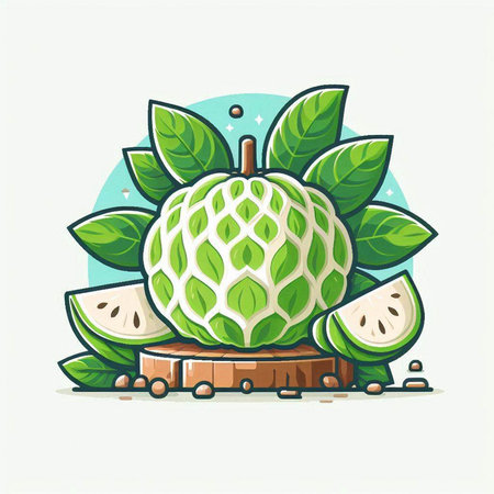 Custard apple fruit vector illustration. Custard apple icon.のイラスト素材