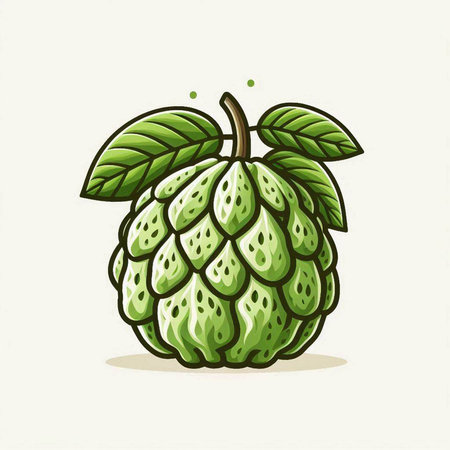 Custard apple isolated on white background. Vector sketch illustration.のイラスト素材