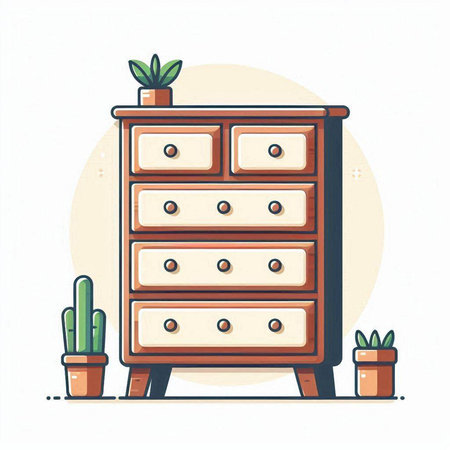 Illustration of a chest of drawers in a flat style.のイラスト素材
