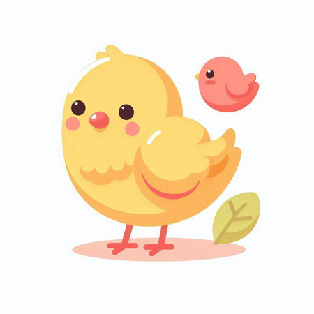Cute little chicken and bird. Vector illustration in cartoon style.のイラスト素材