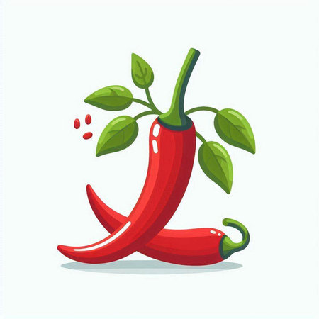 Chilli pepper isolated on white background. Vector illustration in cartoon style.のイラスト素材