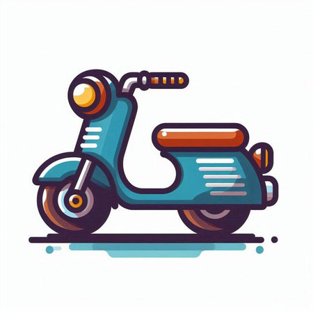 Colorful scooter icon. Vector illustration. Isolated on white background.のイラスト素材