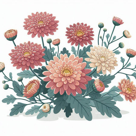 Vintage floral background with chrysanthemums. Vector illustration.のイラスト素材