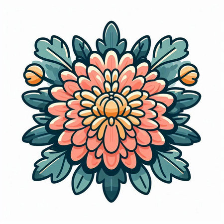 Beautiful chrysanthemum flower. Hand drawn vector illustration.のイラスト素材