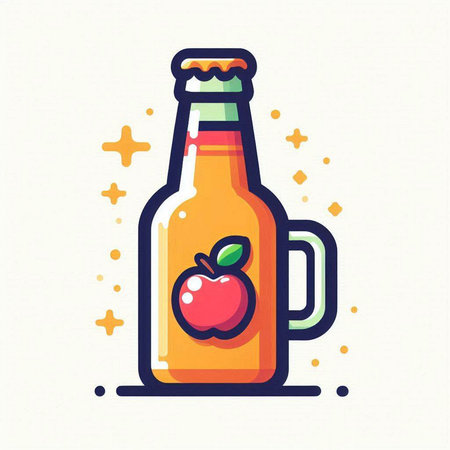 Bottle of apple cider. Vector illustration in flat cartoon style.のイラスト素材
