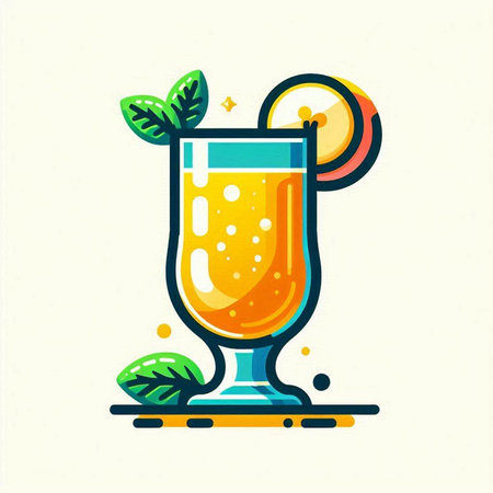 Cocktail with lemon, lime and mint. Vector illustration.のイラスト素材