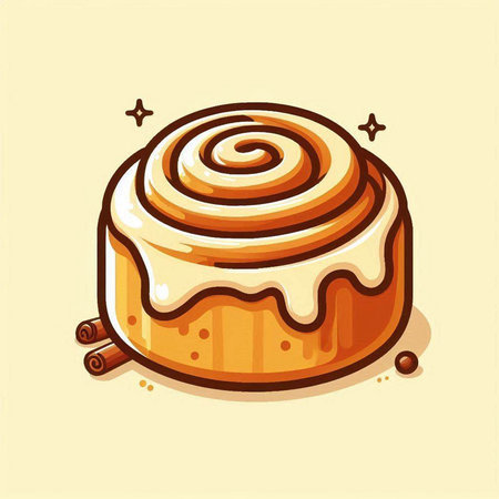 Cinnamon roll vector illustration. Cinnabon buns.のイラスト素材