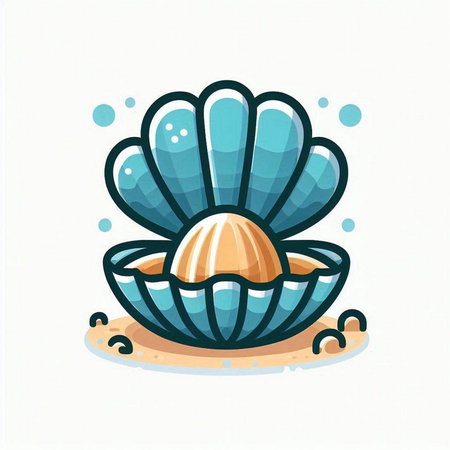 Illustration of a seashell on a white background. Vector illustrationのイラスト素材