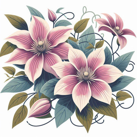 Beautiful floral bouquet with magnolia flowers. Vector illustration.のイラスト素材