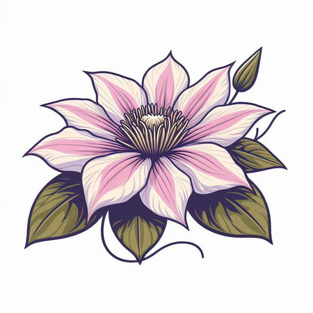 Beautiful hand drawn magnolia flower isolated on white background. Vector illustration.のイラスト素材