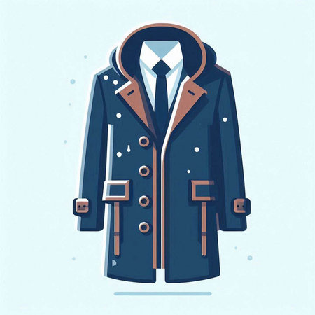 Vector illustration of a coat with a collar on a light blue backgroundのイラスト素材