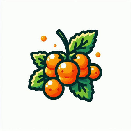 Berries of rowan on a white background. Vector illustration.のイラスト素材