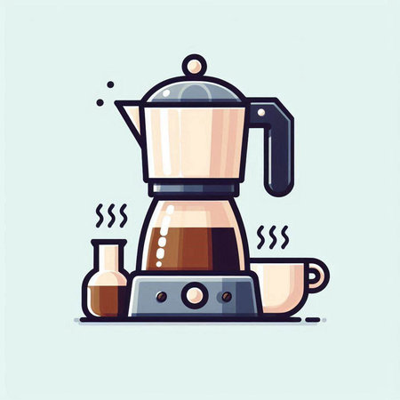 Coffee maker. Vector illustration in doodle style.のイラスト素材
