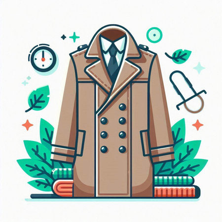 Vector illustration of a coat in flat style. Fashionable male coat.のイラスト素材