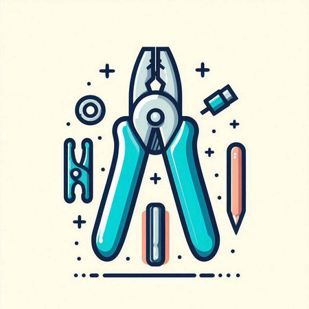 Vector illustration of pliers icon in thin line style. Repair tools.のイラスト素材