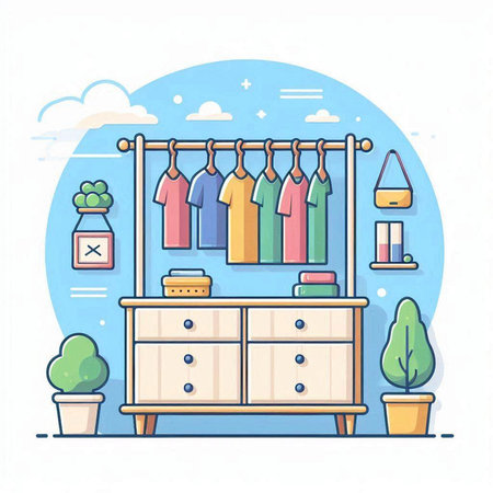 Furniture and interior design concept. Vector illustration in flat styleのイラスト素材