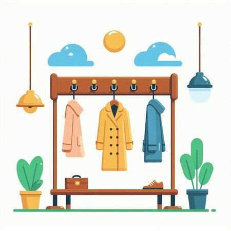 Clothing store. Clothes store. Vector illustration in flat styleのイラスト素材