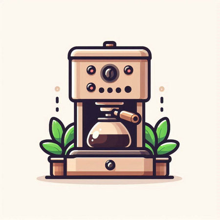 Coffee machine with a cup of coffee. Vector illustration.のイラスト素材