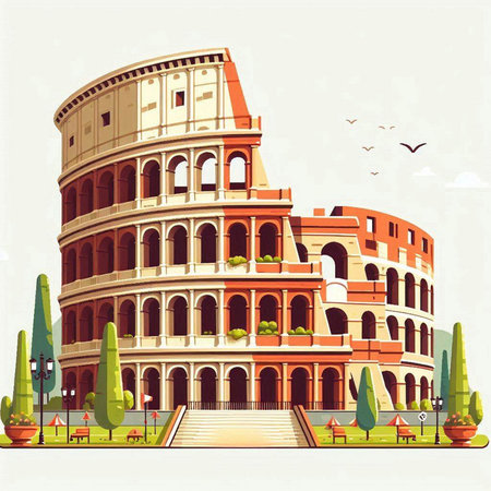 Colosseum in Rome, Italy. Vintage vector illustration.のイラスト素材