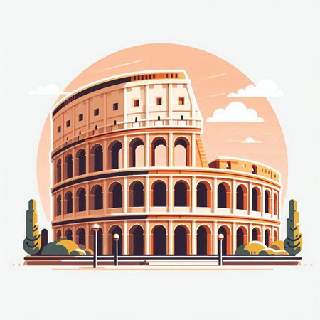 Colosseum, Rome, Italy. Vintage vector illustration. Retro styleのイラスト素材