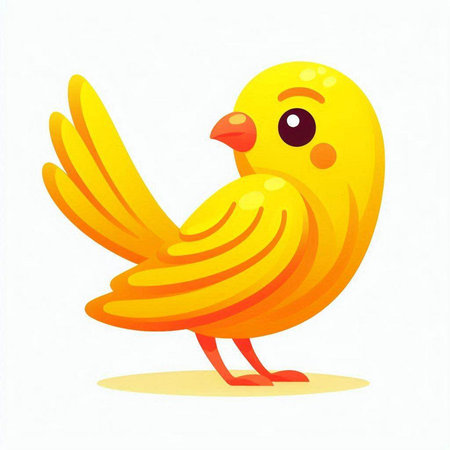 Cute yellow bird isolated on white background. Cartoon vector illustration.のイラスト素材