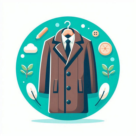 Mens coat. Vector illustration in flat style on white background.のイラスト素材