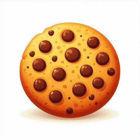 Illustration of a chocolate chip cookie isolated on a white background.のイラスト素材