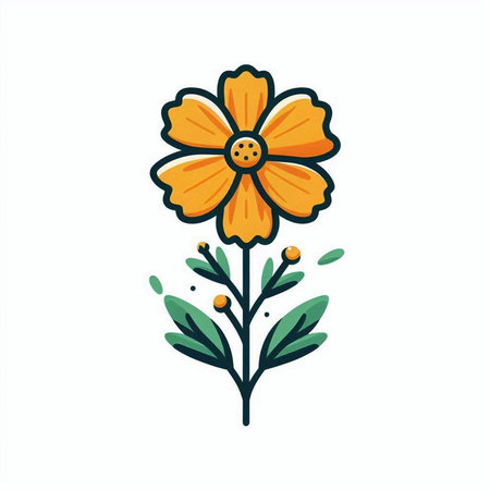 cute flower with leafs and seeds isolated icon vector illustration designのイラスト素材
