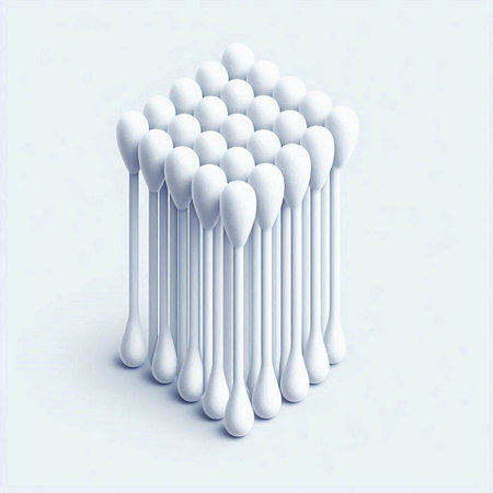 Cotton swabs on a blue background. 3d illustration.のイラスト素材