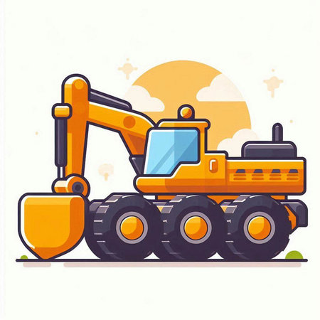 Bulldozer. Construction equipment. Vector illustration in cartoon style.のイラスト素材