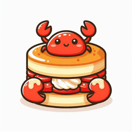 Cute crab cartoon icon isolated on white background. Vector illustration.のイラスト素材