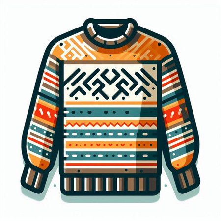 Knitted sweater with a pattern on a white background. Vector illustration.のイラスト素材